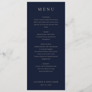 Elegant Navy Formal Menu