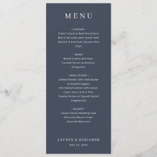 Elegant Navy Formal Menu