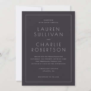 Elegant Navy Formal Wedding Invitation