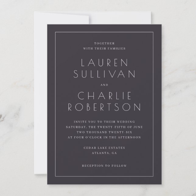 Elegant Navy Formal Wedding Invitation (Front)