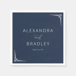 Elegant Navy Geometric Napkin
