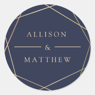elegant navy geometric wedding sticker