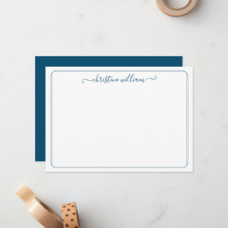 Elegant Navy Girly Modern Classic Stylish Script  Card