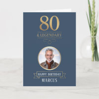 Elegant Navy & Gold 80th & Legendary Birthday
