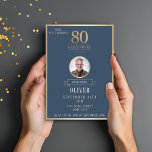 Elegant Navy & Gold 80th & Legendary Birthday Invitation<br><div class="desc">Elegant Navy & Gold 80th & Legendary Birthday Invitation. Celebrate a truly legendary milestone with this elegant 80th birthday invitation. Featuring a sophisticated navy background, bold gold-effect text, and a customisable photo and name, this design is perfect for honouring a loved one on their special day. The timeless layout and...</div>