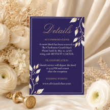 Elegant Navy Gold Botanical Wedding Details