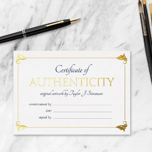 Elegant Navy Gold Certificate of Authenticity