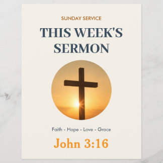 Elegant Navy Gold Church Sermon Template Religious Flyer