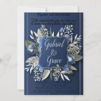 ELEGANT NAVY GOLD CLASSIC  WEDDING INVITATION