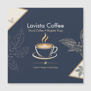 Elegant Navy Gold Coffee Shop Thank You Postcard