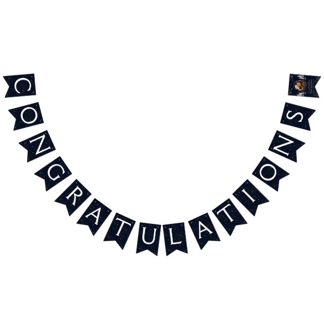 Elegant Navy Gold Congratulations Graduation Party Bunting (All)