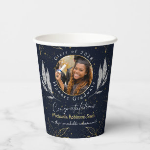 Elegant Navy Gold Congratulations Graduation Party Paper Cups