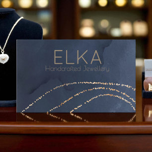 Elegant Navy&Gold Dots Designer Business Card