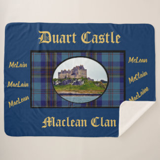 Elegant Navy & Gold Duart Castle MacLean Tartan Sherpa Blanket