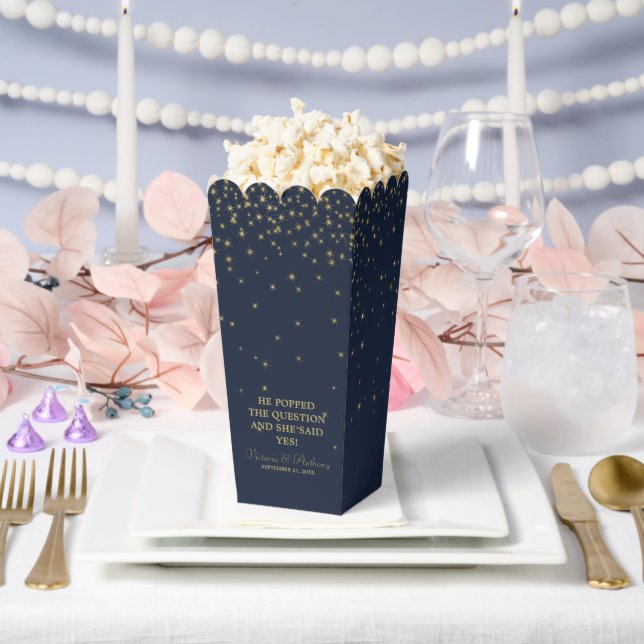Elegant Navy & Gold Falling Stars Wedding Favour Box (Wedding)