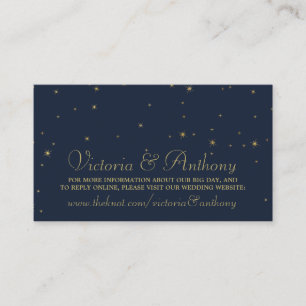 Elegant Navy & Gold Falling Stars Wedding Website Enclosure Card