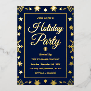 Elegant Navy Gold Foil Corporate Holiday Party