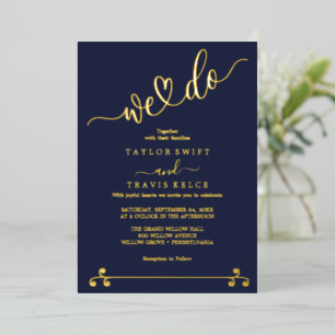 Elegant Navy & Gold Foil "We Do" Wedding
