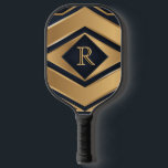 Elegant Navy Gold Geometric Monogram Sport Gift Pickleball Paddle<br><div class="desc">Give a standout sports gift with this elegant navy and gold geometric monogram design pickleball paddle, perfect for anyone who loves personalized accessories with a touch of luxury. The bold Art Deco–inspired pattern features layered diamonds and clean gold accents, creating a modern, upscale look that feels both stylish and meaningful....</div>