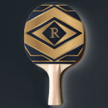 Elegant Navy Gold Geometric Monogram Sport Gift Ping Pong Paddle<br><div class="desc">Give a standout personalized sports gift with this elegant navy and gold geometric monogram ping pong paddle design, perfect for players who appreciate modern style with a touch of luxury. The bold Art Deco–inspired pattern features layered diamonds, clean gold accents, and a custom initial that adds a meaningful personal touch....</div>