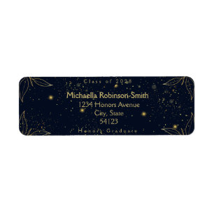 Elegant Navy Gold Graduation Return Address 