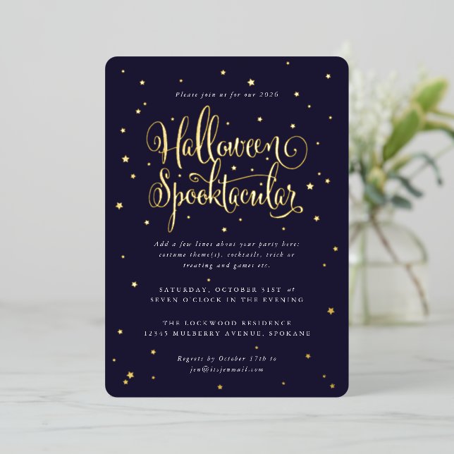 Elegant Navy/Gold Halloween Spooktacular + Stars (Standing Front)