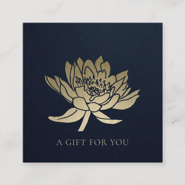 ELEGANT NAVY GOLD LOTUS FLORAL GIFT CERTIFICATE (Front)