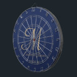 Elegant Navy & Gold Monogram Initial Name<br><div class="desc">Elegant Navy and Gold Monogram Initial Name Personalised Dart Board</div>