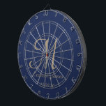 Elegant Navy & Gold Monogram Initial Name  Dartboard<br><div class="desc">Elegant Navy and Gold Monogram Initial Name Personalised Dart Board</div>