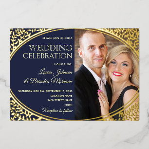 Elegant Navy Gold Photo Wedding