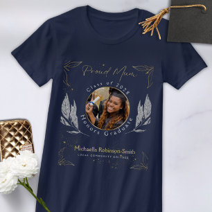 Elegant Navy Gold Proud Mum Graduation T-Shirt