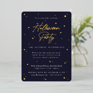 Elegant Navy+Gold Scattered Stars Halloween Party