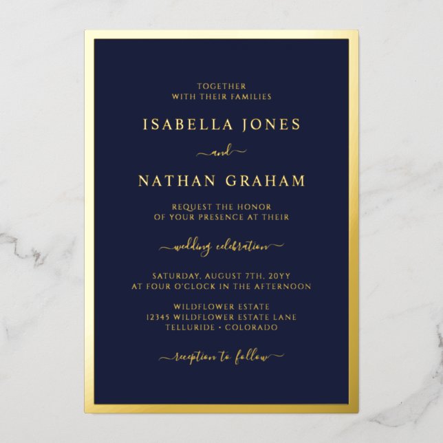 Elegant Navy Gold Wedding (Front)