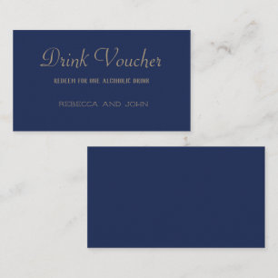 Elegant Navy Gold Wedding Drink Voucher Card