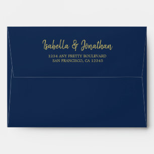elegant navy gold  wedding envelope