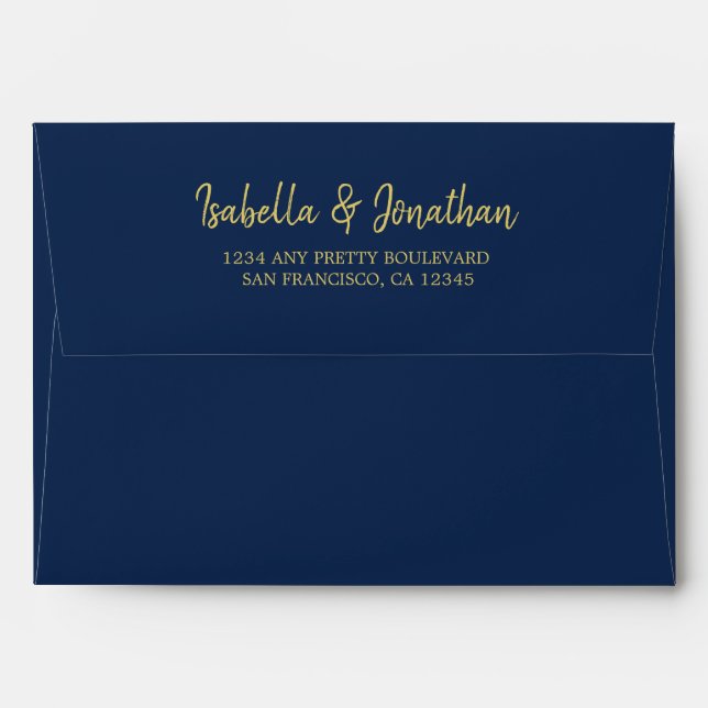 elegant navy gold  wedding envelope (Back (Top Flap))