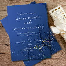 Elegant Navy Gold Wedding Invitation, Minimalist