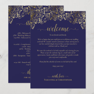 Elegant Navy & Gold Wedding Welcome & Itinerary Programme