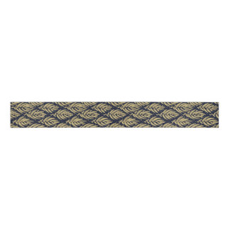Elegant Navy Grosgrain Ribbon Spool with Gold Leaf