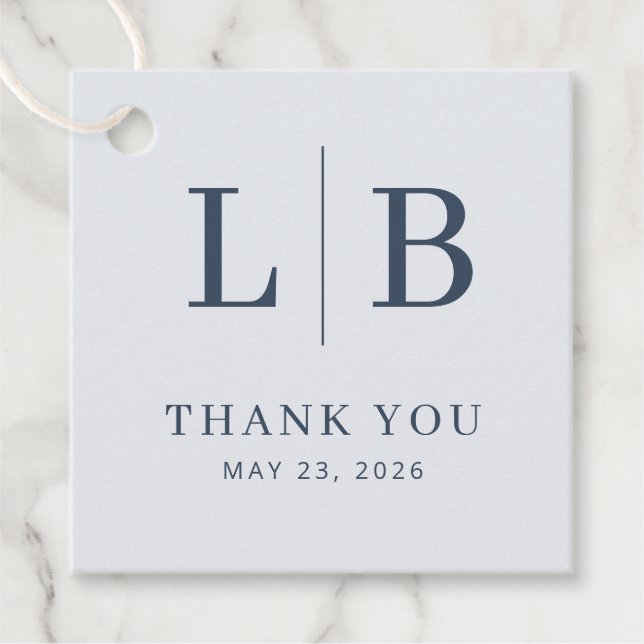 Elegant Navy Initials Favour Tags (Front)