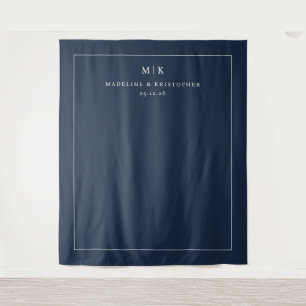 Elegant Navy Initials Tapestry