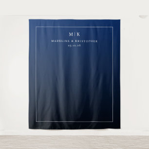 Elegant Navy Initials Tapestry