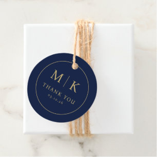 Elegant Navy Initials Thank You Favour Tags