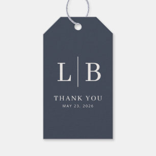 Elegant Navy Initials Thank You Gift Tags