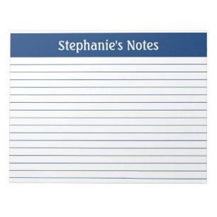 Elegant Navy Lined 11 x 8.5 Landscape Personalised Notepad