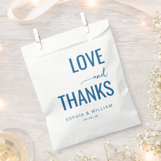 Elegant Navy Love Thanks Favour Bags (Clipped)