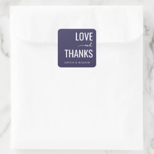 Elegant Navy Love Thanks Square Sticker