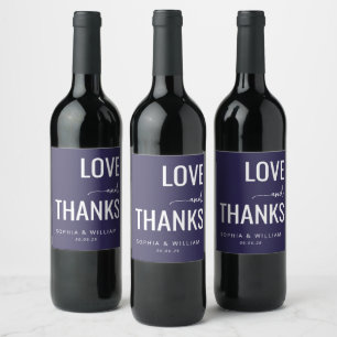 Elegant Navy Love Thanks Wine Label
