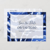 Elegant Navy Marble Tie Dye Wedding Save the Date