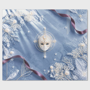 Elegant Navy Masquerade Christmas Wrapping Paper